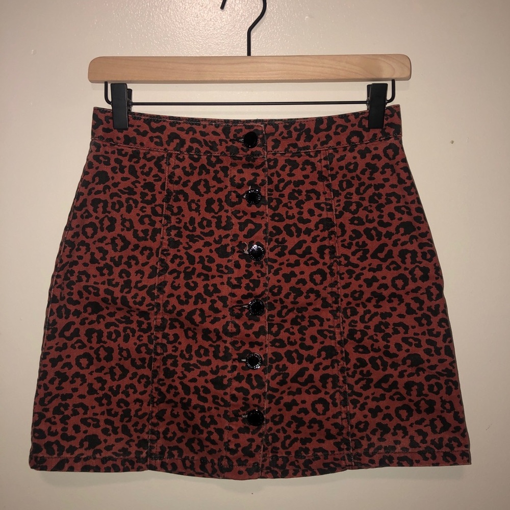 ASOS leopard print denim mini skirt